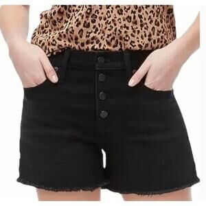 J. Crew Factory High Rise 3” Black Denim Shorts Button Fly Raw Hem Size 29